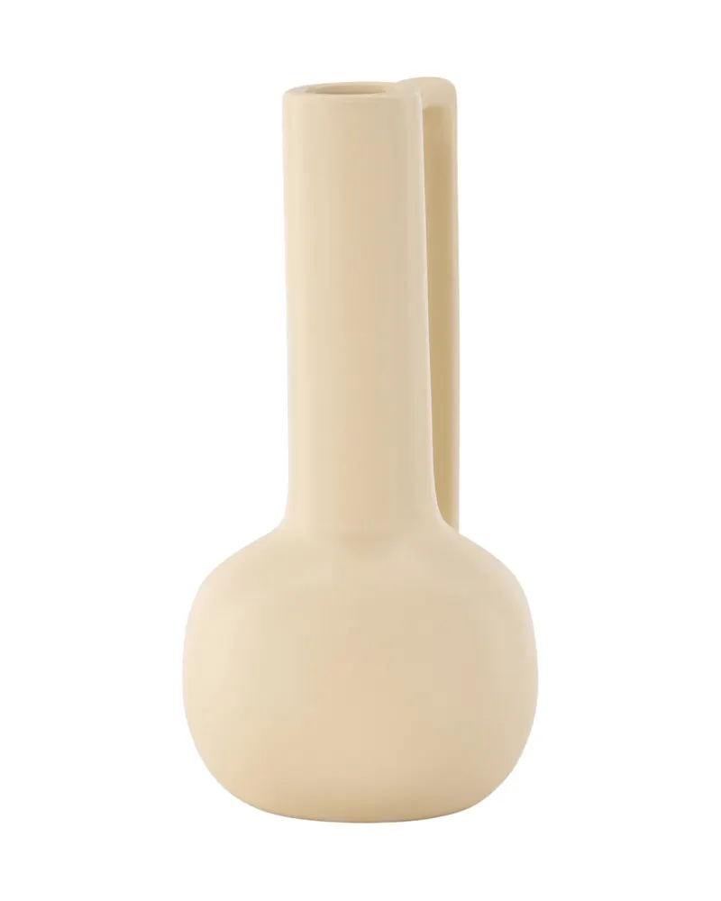 Allis Vase aus Steinzeug mit Kugelbauch, langem Hals und Henkel in Gelb, Ansicht 3