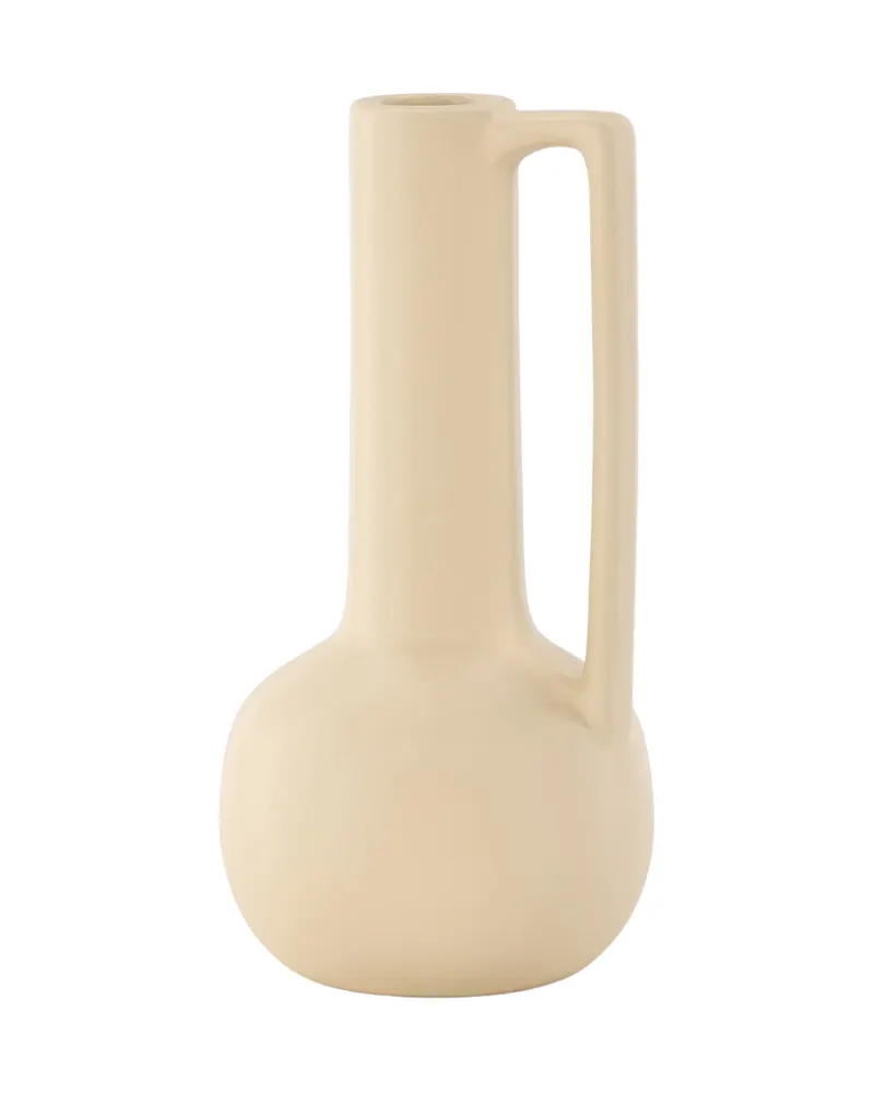 Allis Vase aus Steinzeug mit Kugelbauch, langem Hals und Henkel in Gelb, Ansicht 5