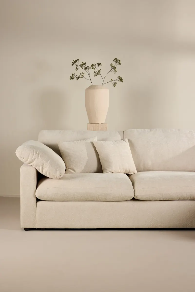 Amalfi Ecksofa mit Recamiere in Beige, im Wohnraum, Ansicht 2