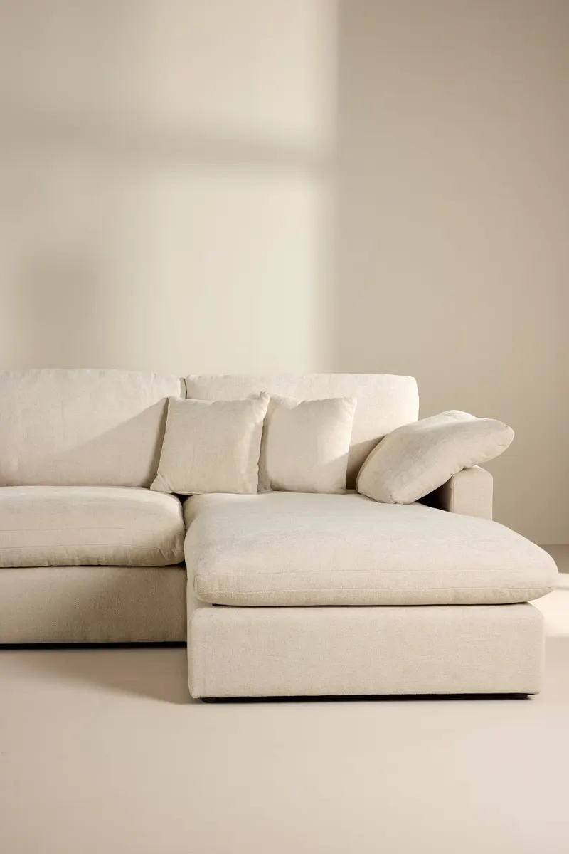 Amalfi Ecksofa mit Recamiere in Beige, im Wohnraum, Ansicht 3