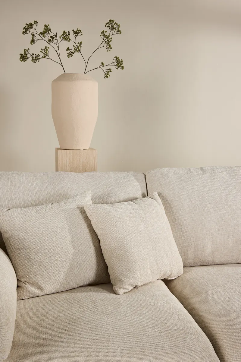Amalfi Ecksofa mit Recamiere in Beige, im Wohnraum, Ansicht 4