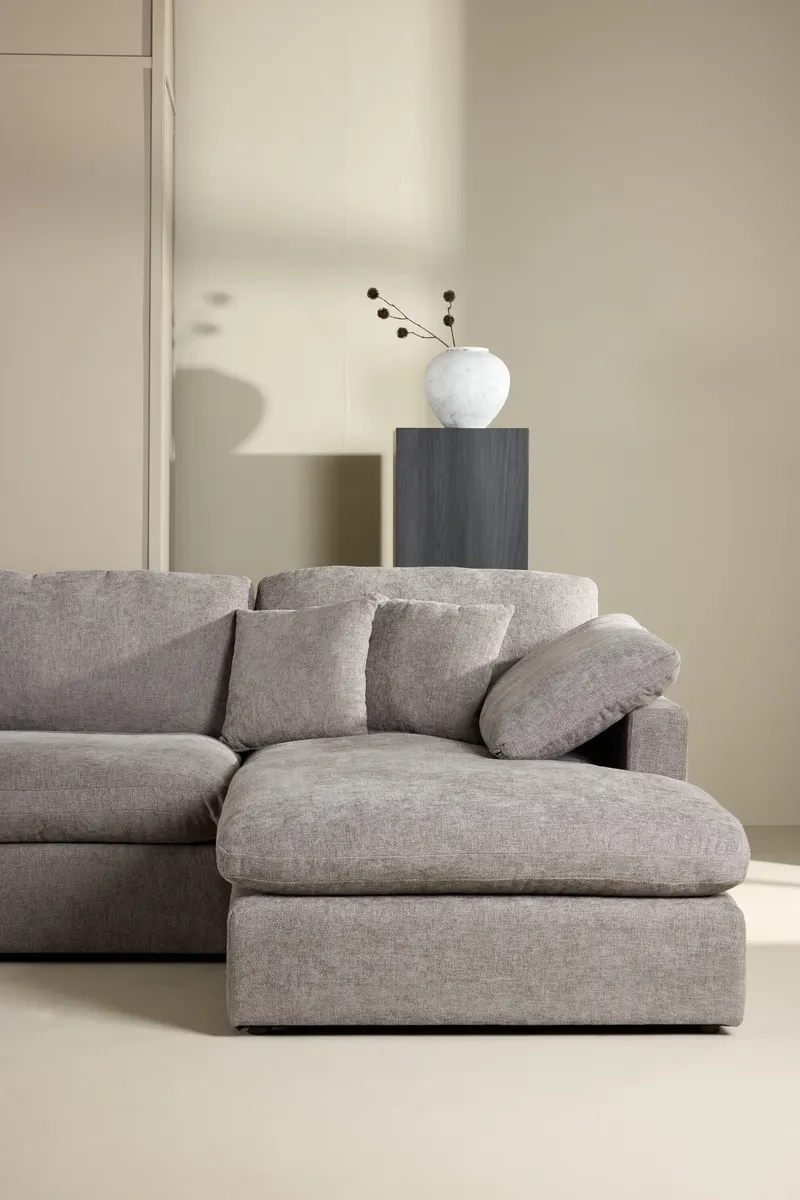 Amalfi Ecksofa mit Recamiere in Dunkelgrau, im Wohnraum, Ansicht 2