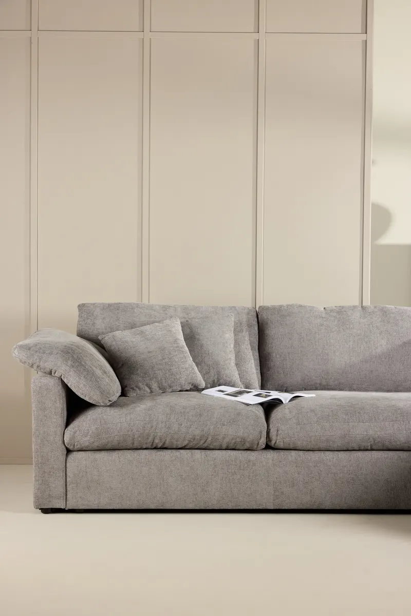 Amalfi Ecksofa mit Recamiere in Dunkelgrau, im Wohnraum, Ansicht 3