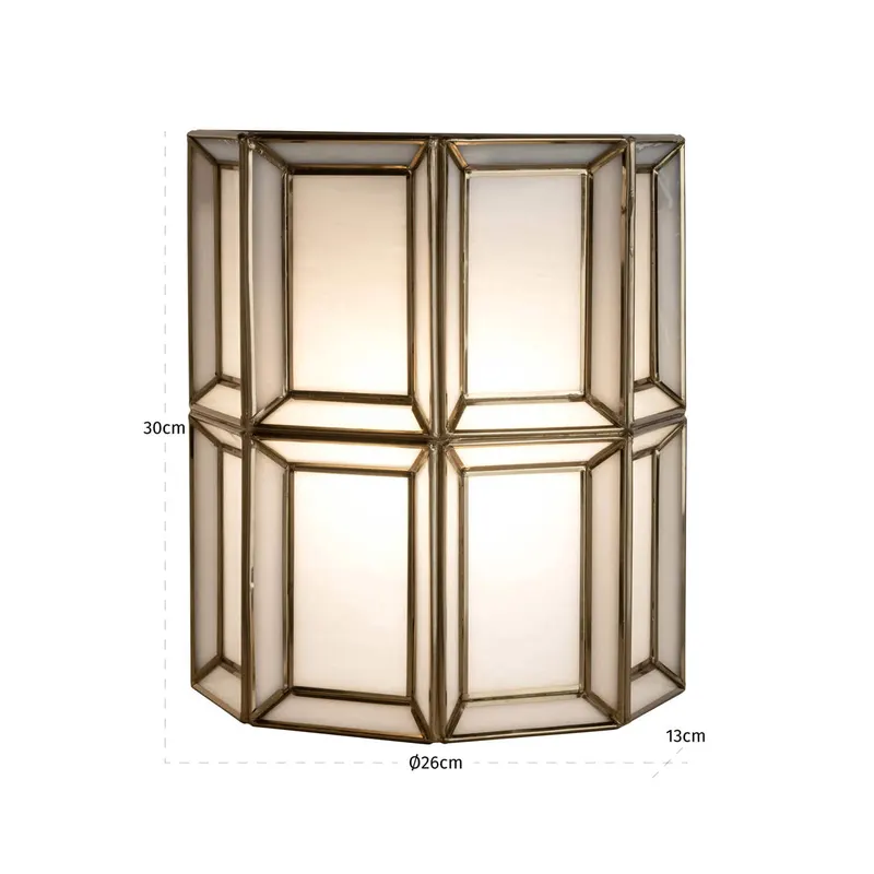 Amara Wandleuchte in Messingfarben antik von Richmond Interiors, Maßzeichnung 7