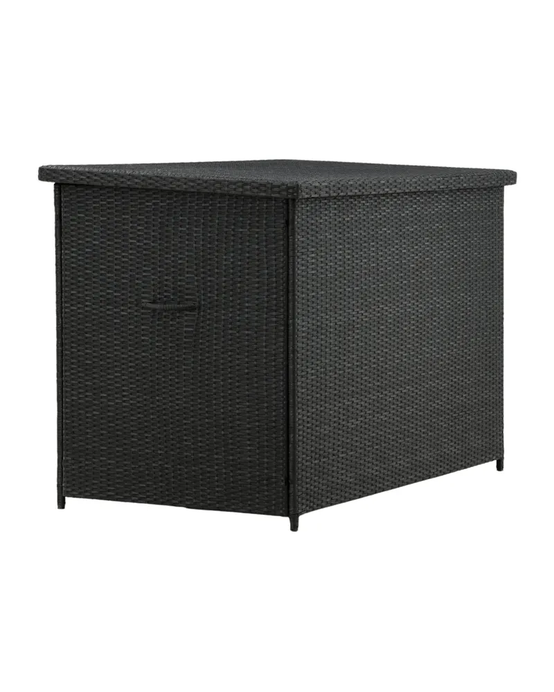 Amazon Gartenbox aus Geflecht mit Klappdeckel in Schwarz, Ansicht 11