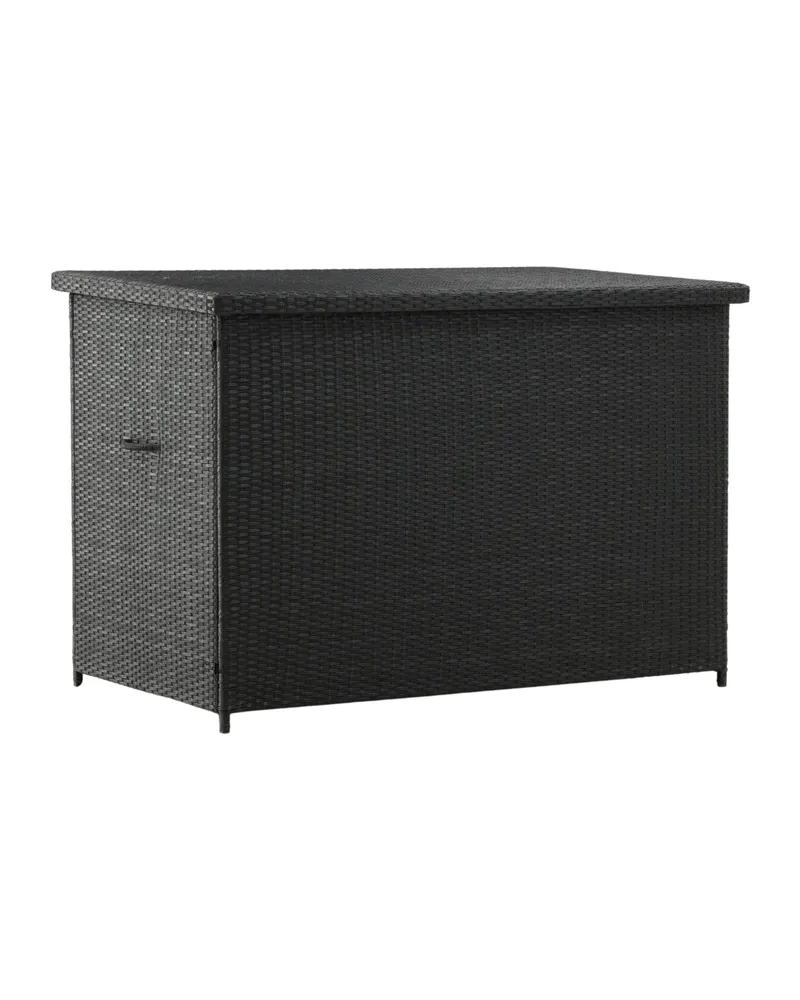 Amazon Gartenbox aus Geflecht mit Klappdeckel in Schwarz, Ansicht 12