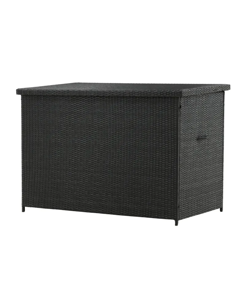 Amazon Gartenbox aus Geflecht mit Klappdeckel in Schwarz, Ansicht 2