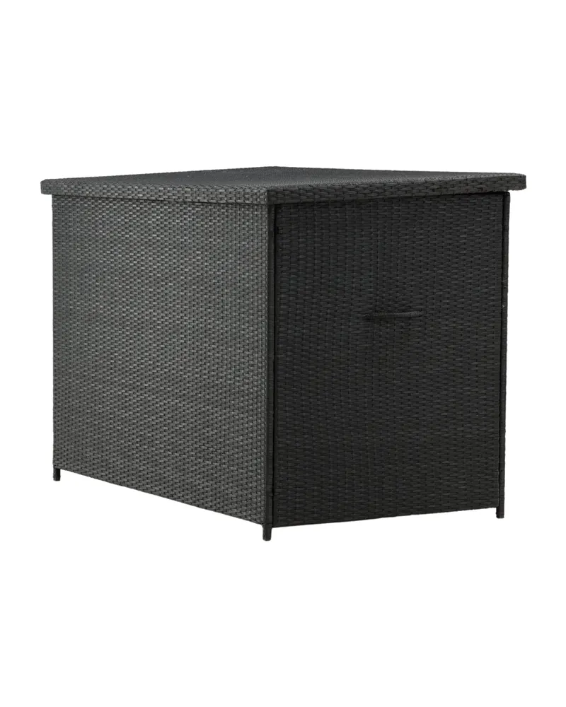 Amazon Gartenbox aus Geflecht mit Klappdeckel in Schwarz, Ansicht 3
