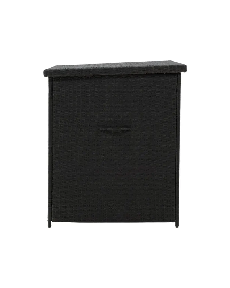 Amazon Gartenbox aus Geflecht mit Klappdeckel in Schwarz, Ansicht 4