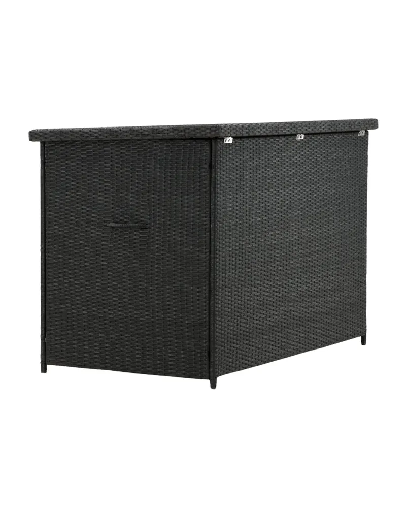 Amazon Gartenbox aus Geflecht mit Klappdeckel in Schwarz, Ansicht 5