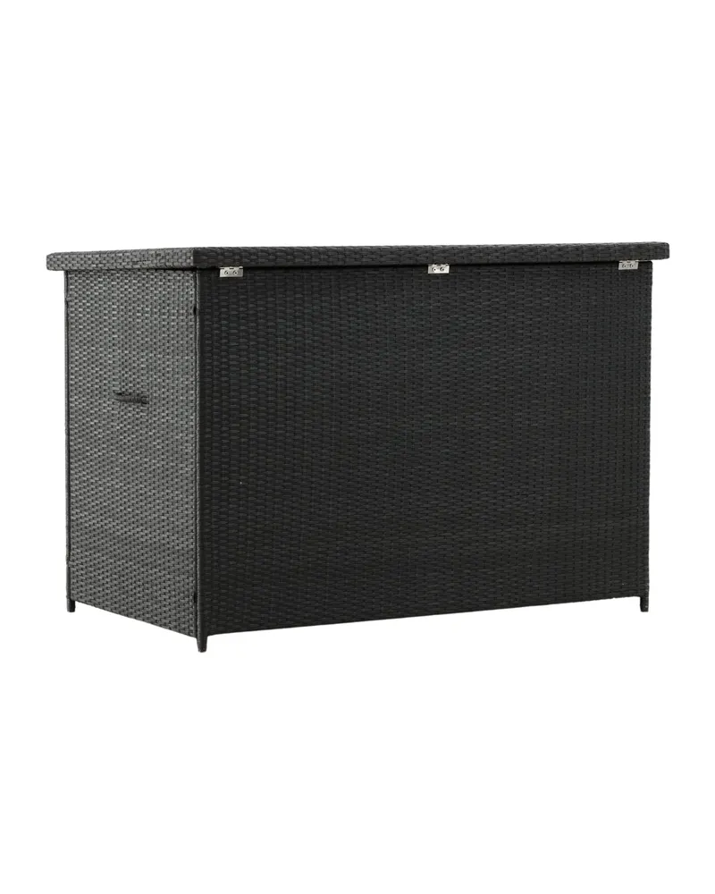 Amazon Gartenbox aus Geflecht mit Klappdeckel in Schwarz, Ansicht 6