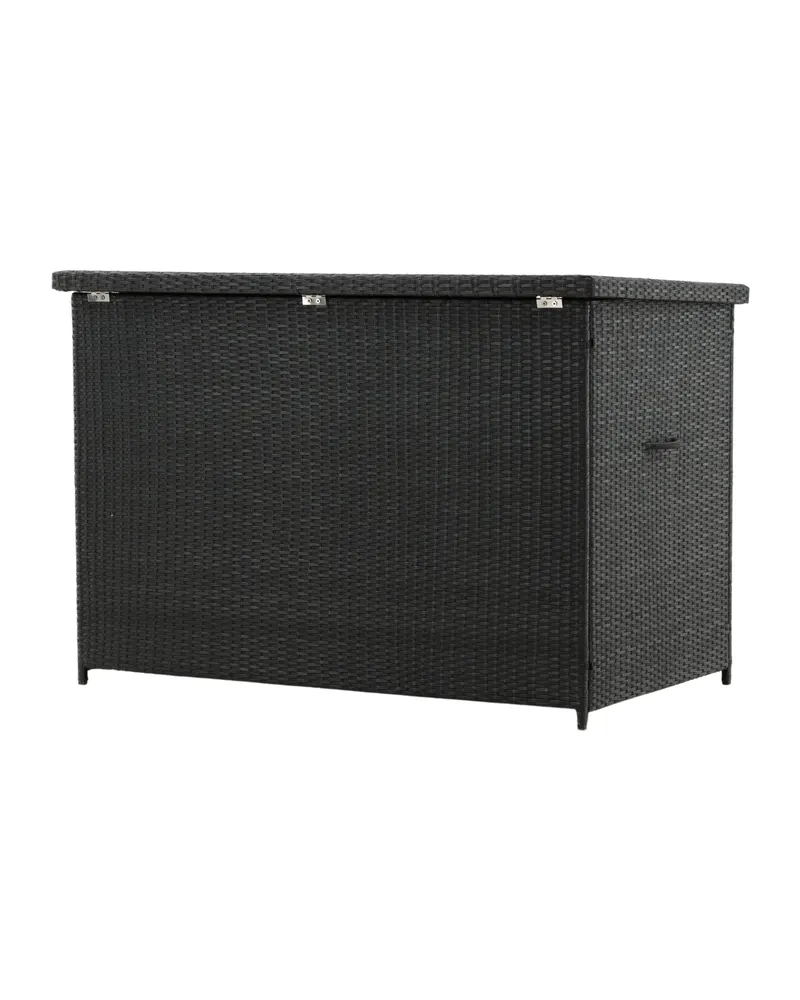 Amazon Gartenbox aus Geflecht mit Klappdeckel in Schwarz, Ansicht 8