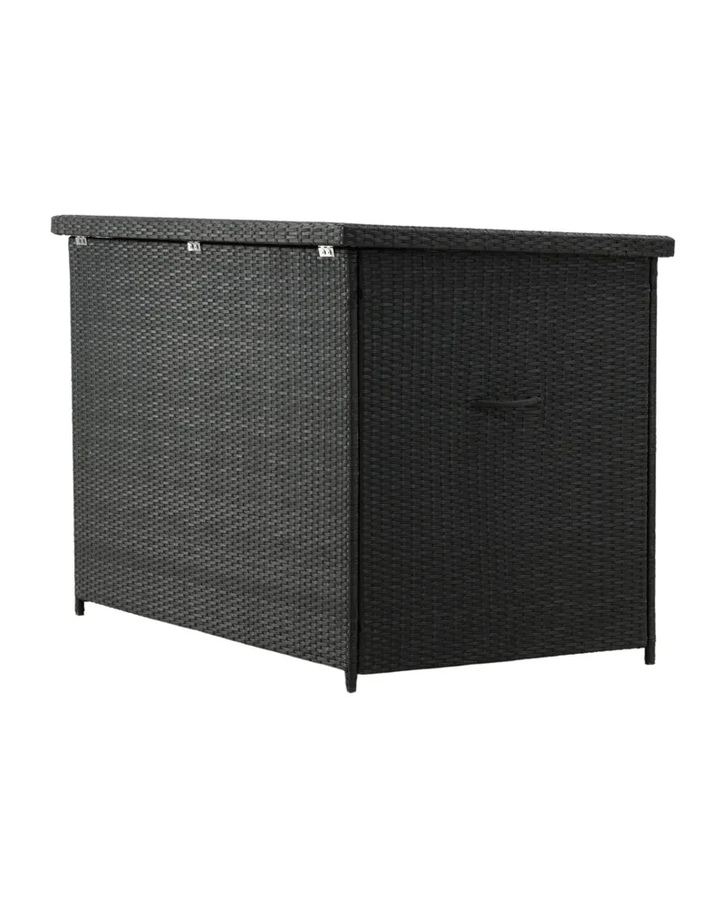 Amazon Gartenbox aus Geflecht mit Klappdeckel in Schwarz, Ansicht 9
