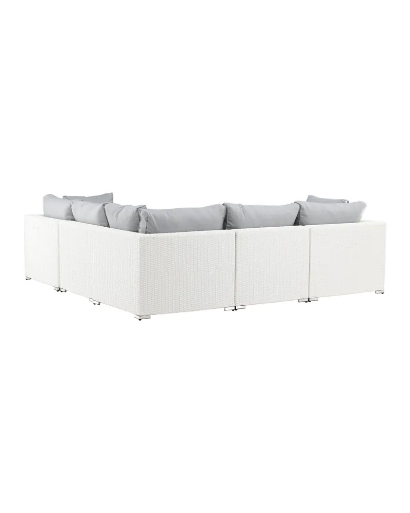 Amazon Gartenlounge mit Ecksofa und Glastisch in Table: H:46 L:110 W:60 Sofa: D:87 H:65 W:249 × 249 cm, Weiß, Ansicht 6