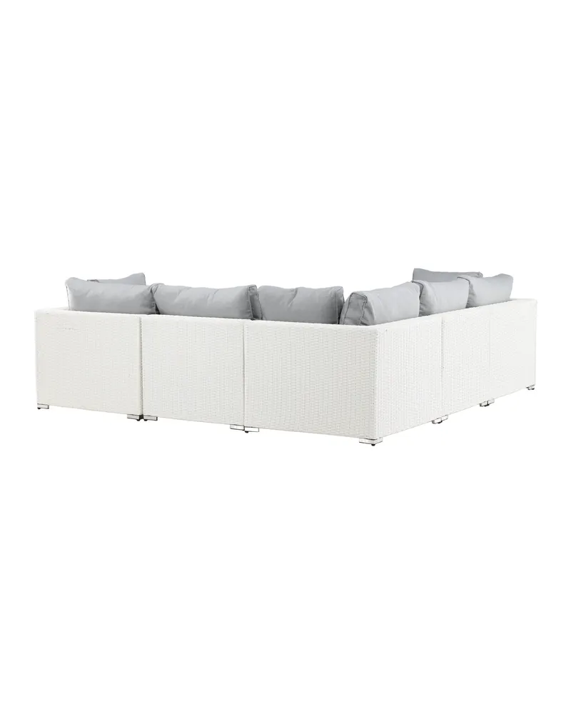 Amazon Gartenlounge mit Ecksofa und Glastisch in Table: H:46 L:110 W:60 Sofa: D:87 H:65 W:249 × 249 cm, Weiß, Ansicht 7