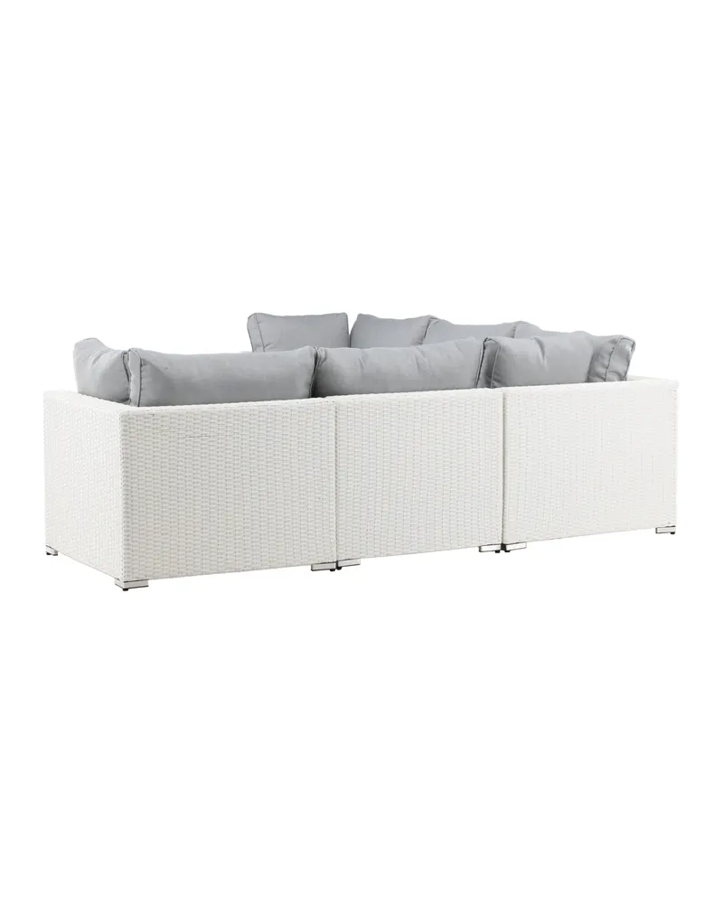 Amazon Gartenlounge mit Ecksofa und Glastisch in Table: H:46 L:110 W:60 Sofa: D:87 H:65 W:249 × 249 cm, Weiß, Ansicht 8