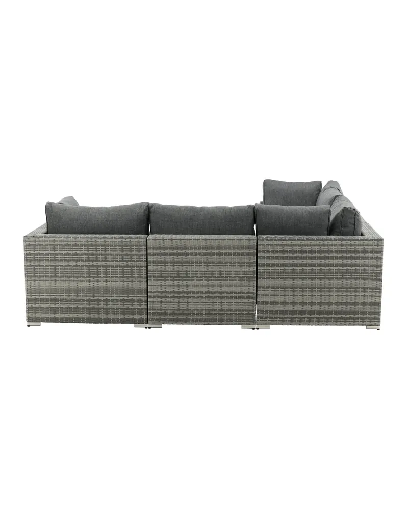 Amazon Gartenlounge mit Ecksofa und Glastisch in Table: H:46 L:110 W:60 Sofa: D:75 H:65 W:249 × 249 cm, Grau, Ansicht 9