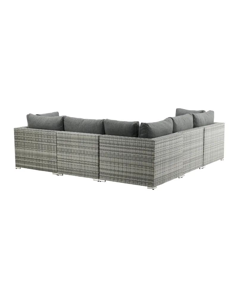 Amazon Gartenlounge mit Ecksofa und Glastisch in Table: H:46 L:110 W:60 Sofa: D:75 H:65 W:249 × 249 cm, Grau, Ansicht 10