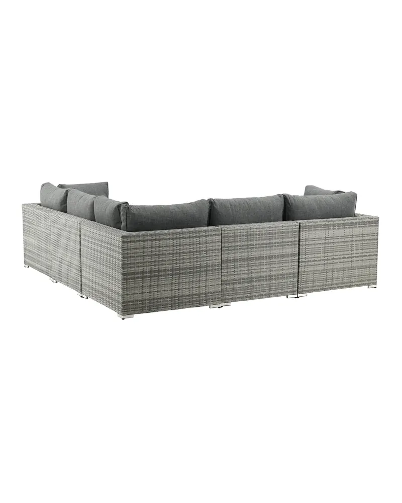 Amazon Gartenlounge mit Ecksofa und Glastisch in Table: H:46 L:110 W:60 Sofa: D:75 H:65 W:249 × 249 cm, Grau, Ansicht 11