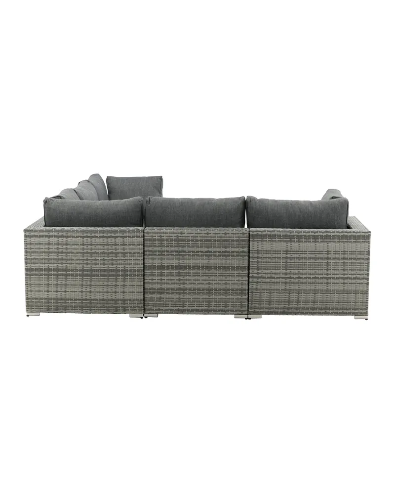 Amazon Gartenlounge mit Ecksofa und Glastisch in Table: H:46 L:110 W:60 Sofa: D:75 H:65 W:249 × 249 cm, Grau, Ansicht 12