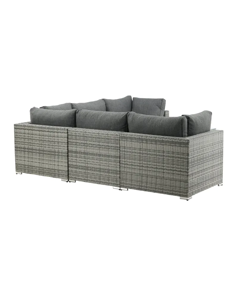 Amazon Gartenlounge mit Ecksofa und Glastisch in Table: H:46 L:110 W:60 Sofa: D:75 H:65 W:249 × 249 cm, Grau, Ansicht 13