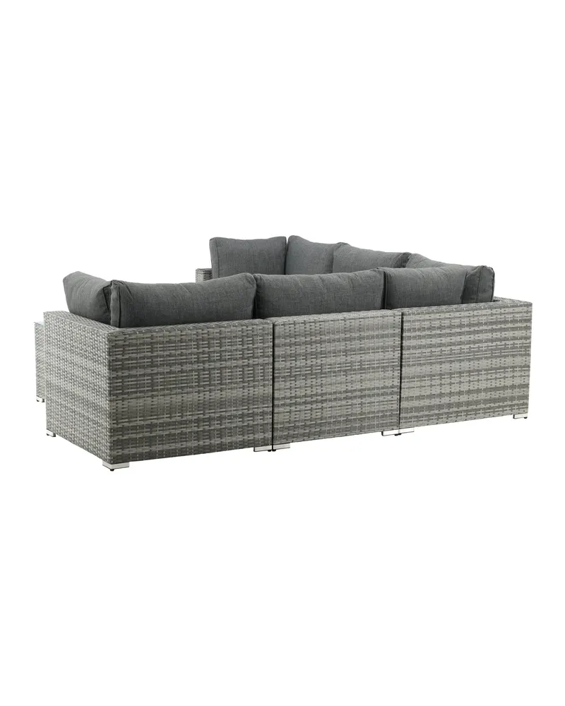 Amazon Gartenlounge mit Ecksofa und Glastisch in Table: H:46 L:110 W:60 Sofa: D:75 H:65 W:249 × 249 cm, Grau, Ansicht 3