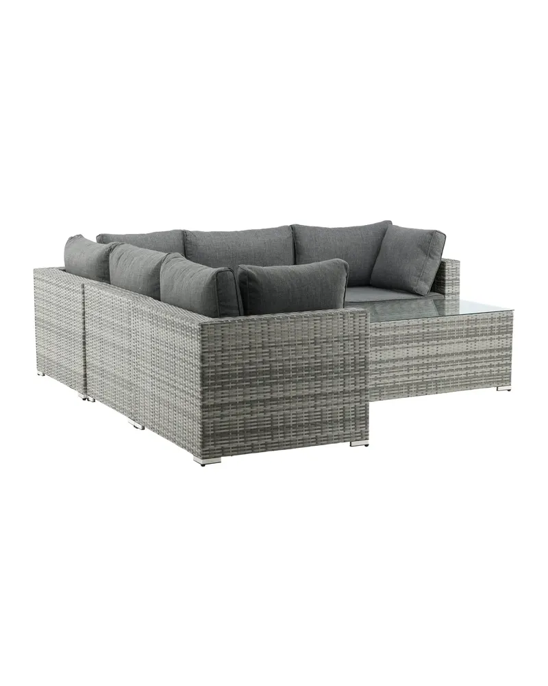 Amazon Gartenlounge mit Ecksofa und Glastisch in Table: H:46 L:110 W:60 Sofa: D:75 H:65 W:249 × 249 cm, Grau, Ansicht 5