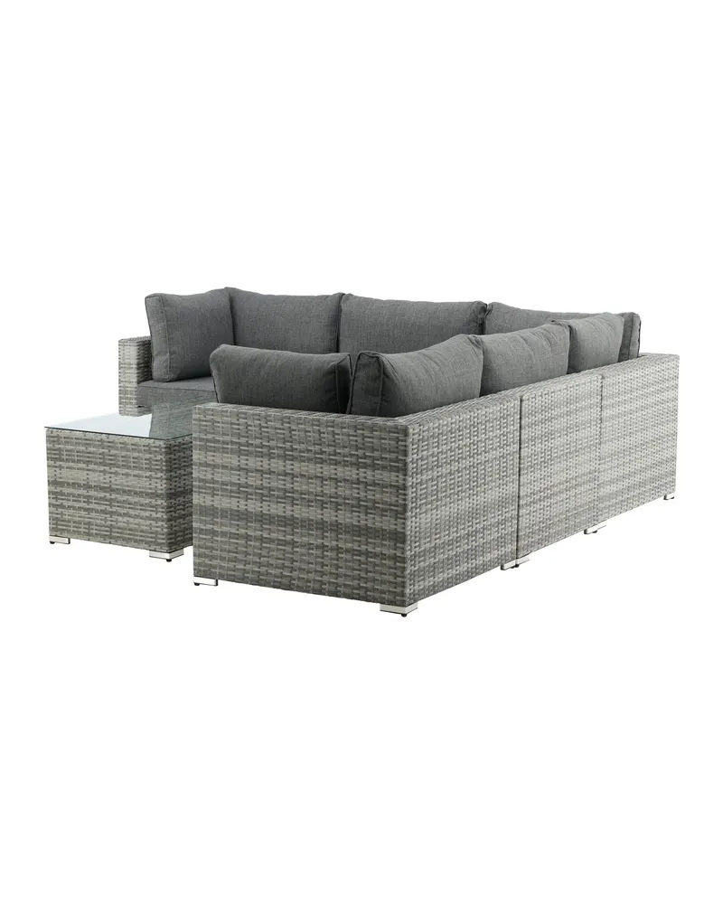Amazon Gartenlounge mit Ecksofa und Glastisch in Table: H:46 L:110 W:60 Sofa: D:75 H:65 W:249 × 249 cm, Grau, Ansicht 8