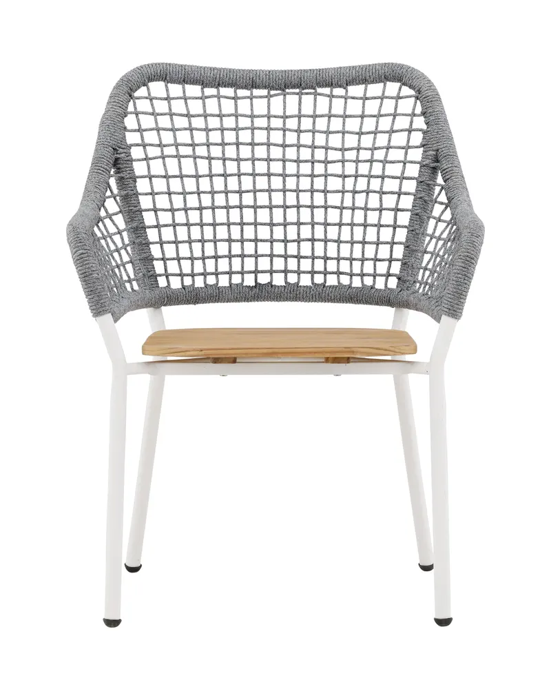 Amora Gartensessel mit Seillehne und Teak-Sitz, stapelbar