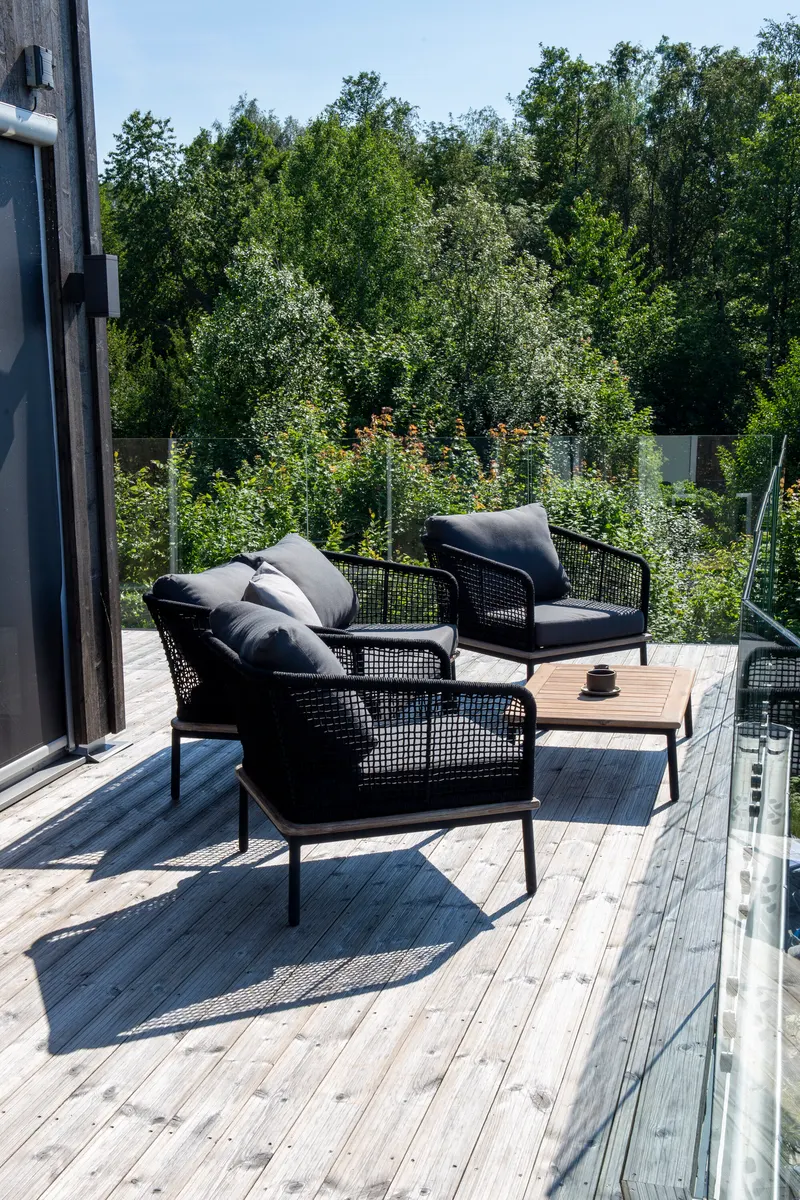 Andorra Gartenlounge mit Sofa, zwei Sesseln und Couchtisch, im Wohnraum, Ansicht 8