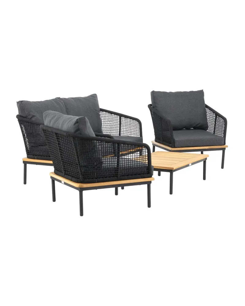 Andorra Gartenlounge mit Sofa, zwei Sesseln und Couchtisch, Ansicht 3