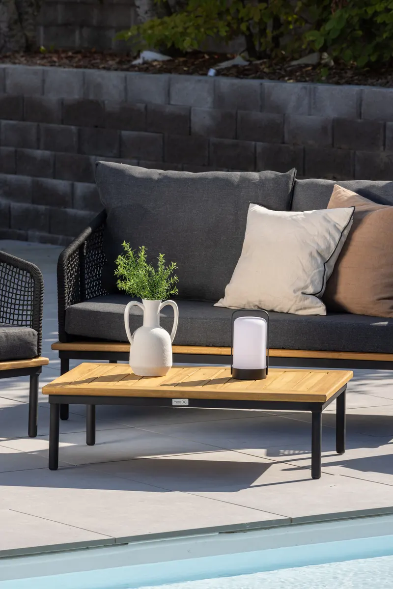 Andorra Gartenlounge mit Sofa, zwei Sesseln und Couchtisch, im Wohnraum, Ansicht 3