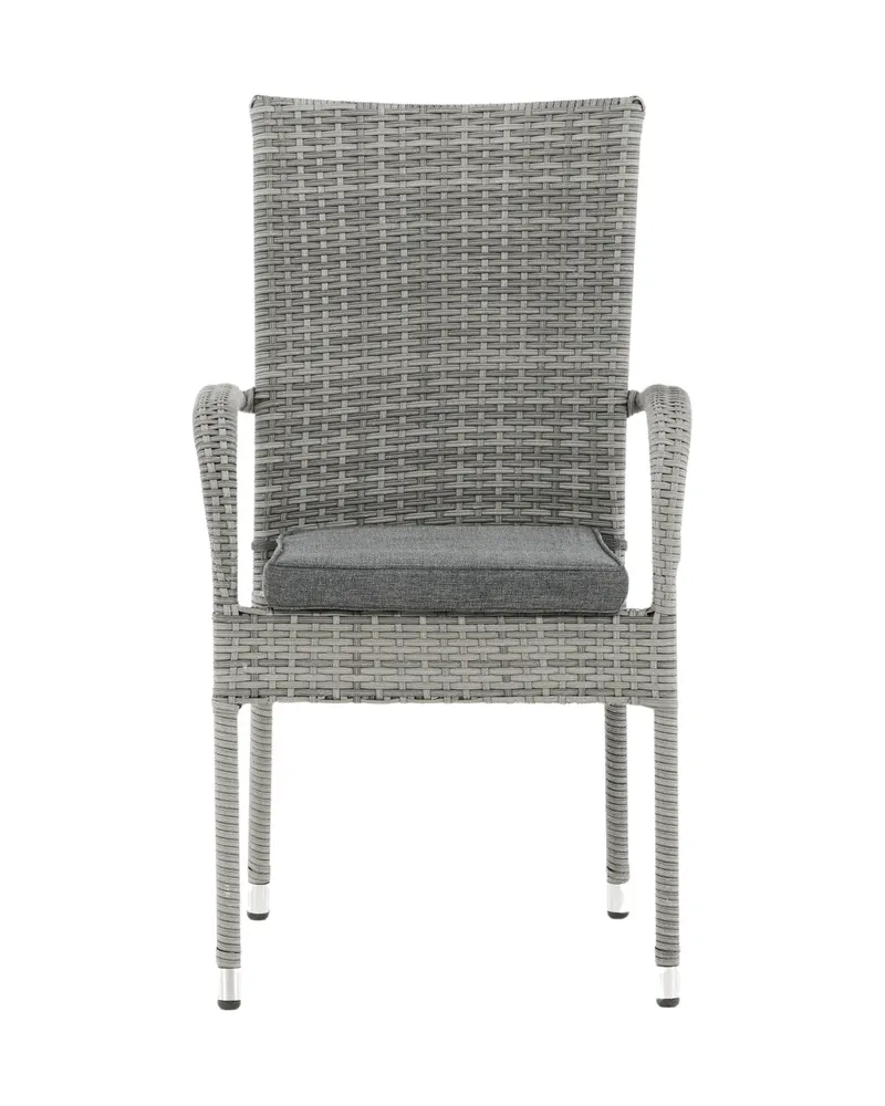 Anna Gartenstühle im 2er-Set, stapelbar, Polyrattan mit Kissen, Grau