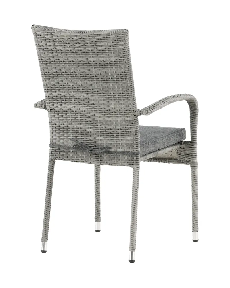 Anna stapelbarer Gartenstuhl aus Polyrattan mit Sitzkissen in Grau, Ansicht 12