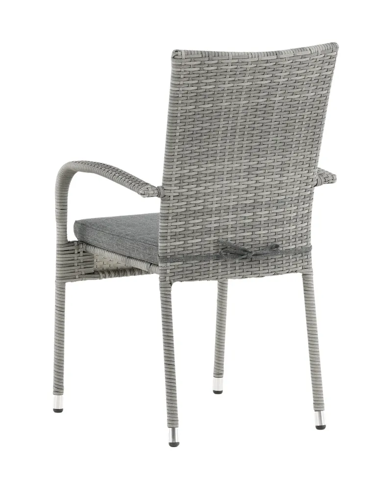 Anna stapelbarer Gartenstuhl aus Polyrattan mit Sitzkissen in Grau, Ansicht 5