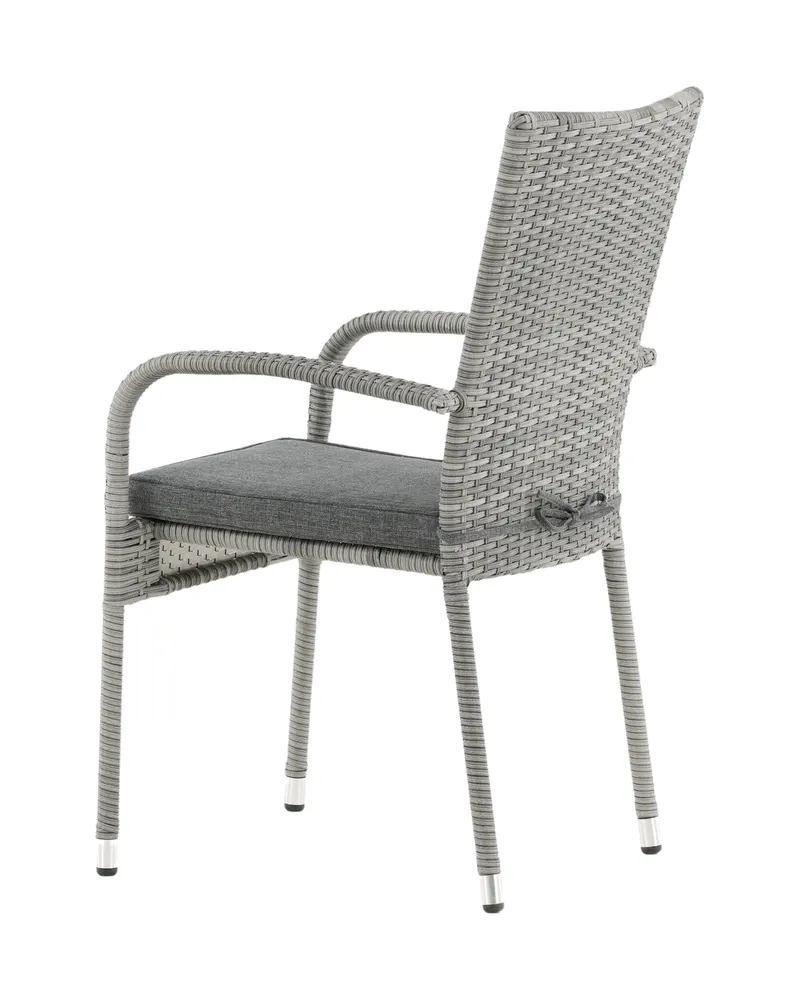 Anna stapelbarer Gartenstuhl aus Polyrattan mit Sitzkissen in Grau, Ansicht 6