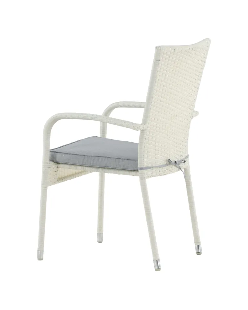 Anna stapelbarer Gartenstuhl aus Polyrattan mit Sitzkissen in Weiß, Ansicht 6