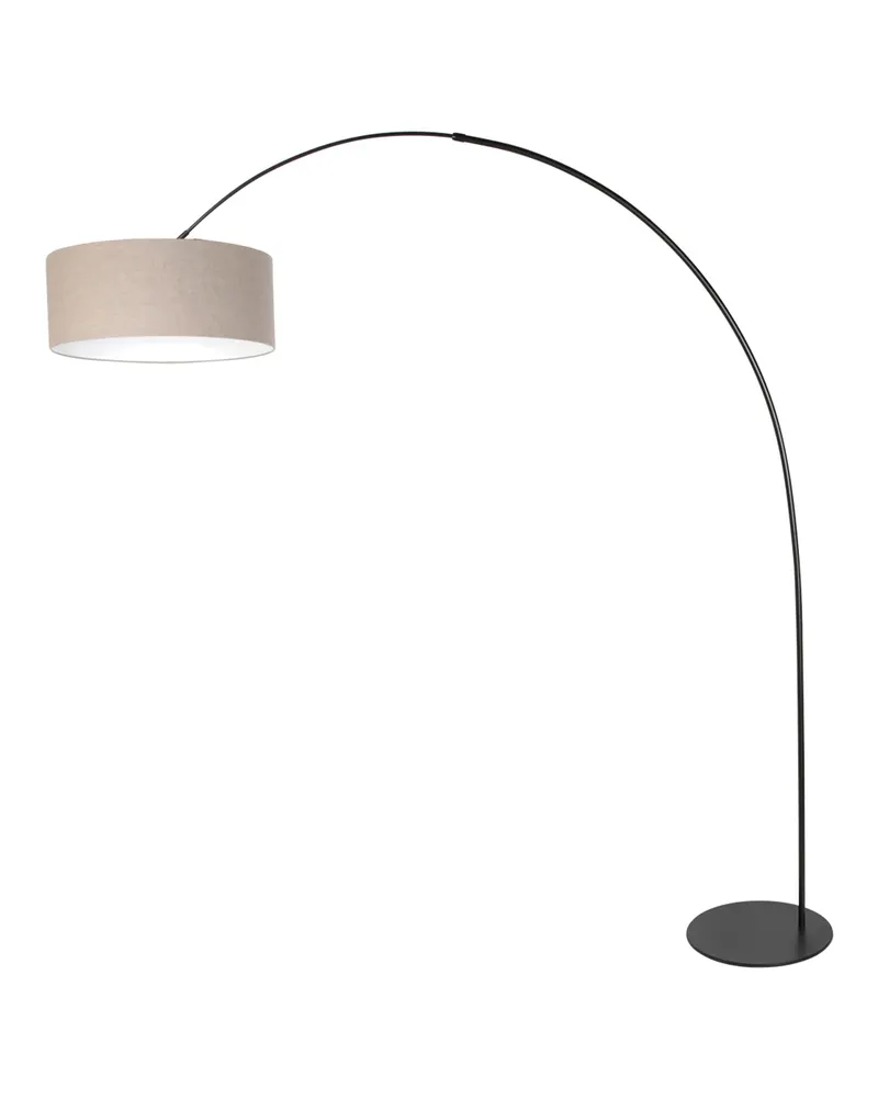 Anne-Curve Bogenlampe mit grauem Leinenschirm in Grau, Schwarz, Ansicht 3