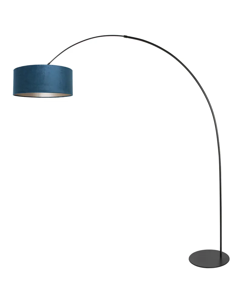 Anne-Curve Bogenlampe mit blauem Schirm in Blau, Schwarz, Ansicht 2