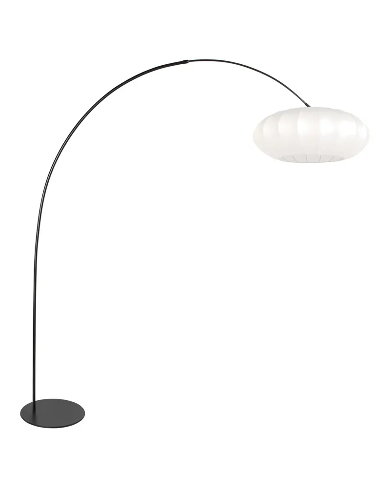 Anne-Curve Bogenlampe mit weißem Schirm in Schwarz, Ansicht 1