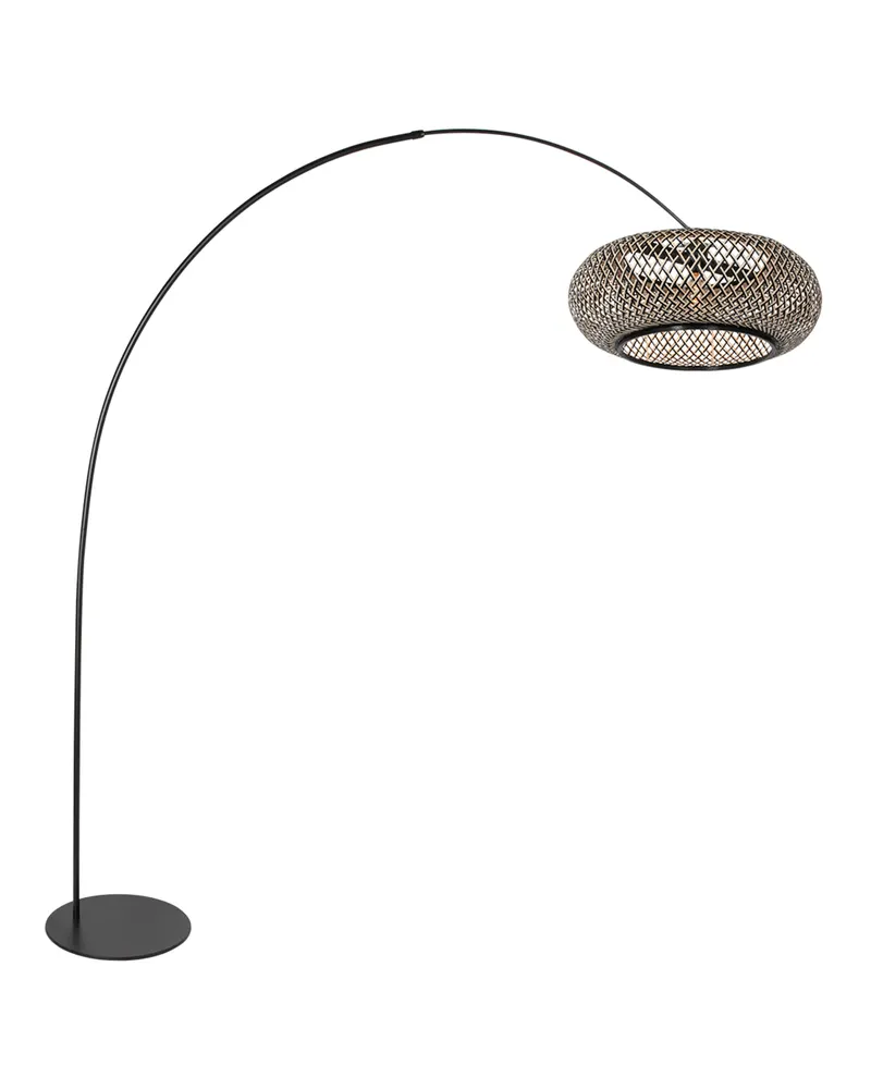 Anne-Curve Bogenlampe in Naturfarben und Schwarz
