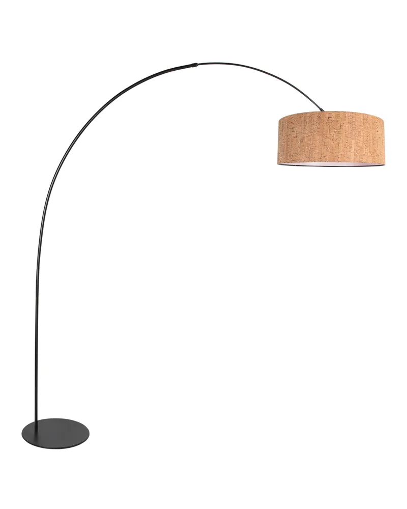 Anne-Curve Bogenlampe mit Korkschirm in Schwarz, Ansicht 1