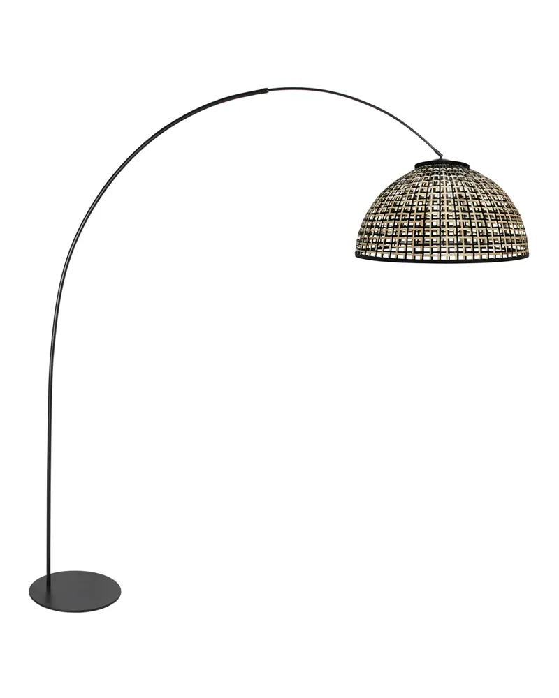 Anne-Curve Bogenlampe in Naturfarben und Schwarz, Naturfarben, Schwarz