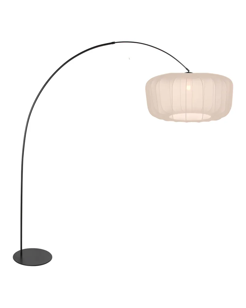 Anne-Curve Bogenlampe mit Textilschirm in Schwarz, Ansicht 1