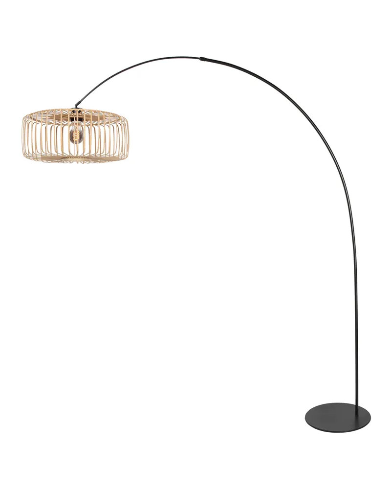 Anne-Curve Stehlampe mit naturfarbenem Schirm in Naturfarben, Schwarz, Ansicht 3