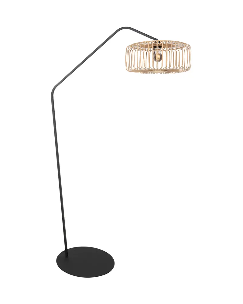 Anne-ZigZag Stehlampe mit Bambusschirm, Schwarz