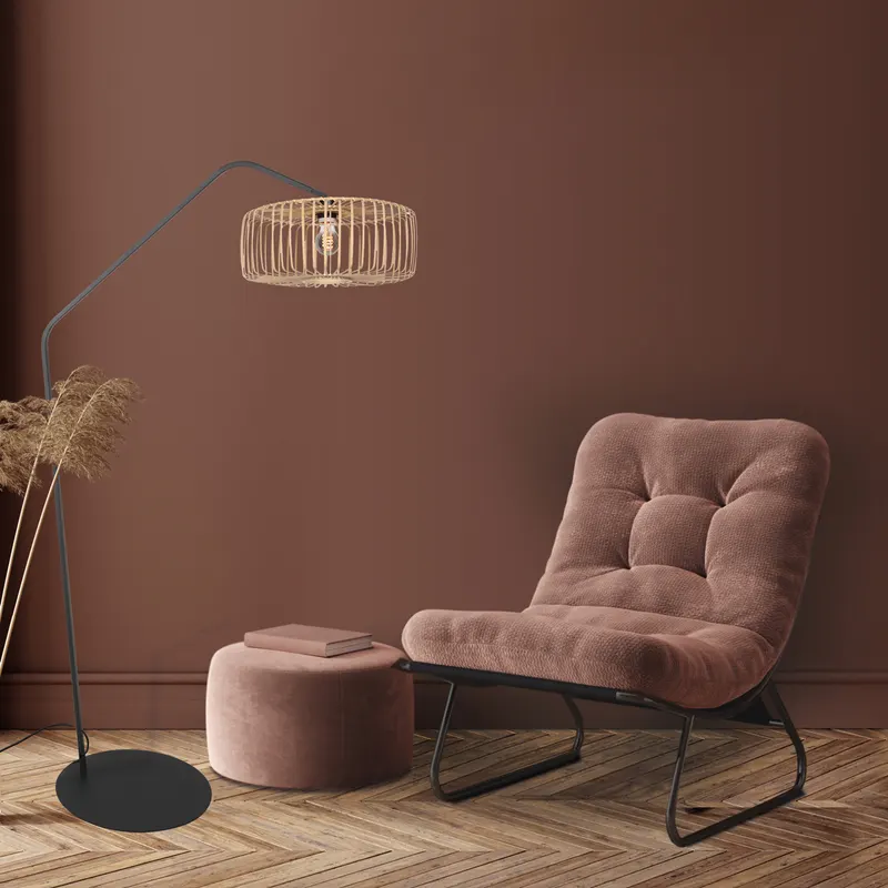 Anne-ZigZag Stehlampe mit Bambusschirm in Schwarz, Ansicht 2