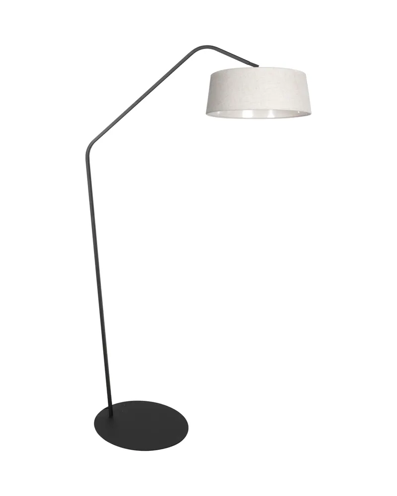 Anne-ZigZag Stehlampe mit Leinen-Schirm, Grau, Schwarz