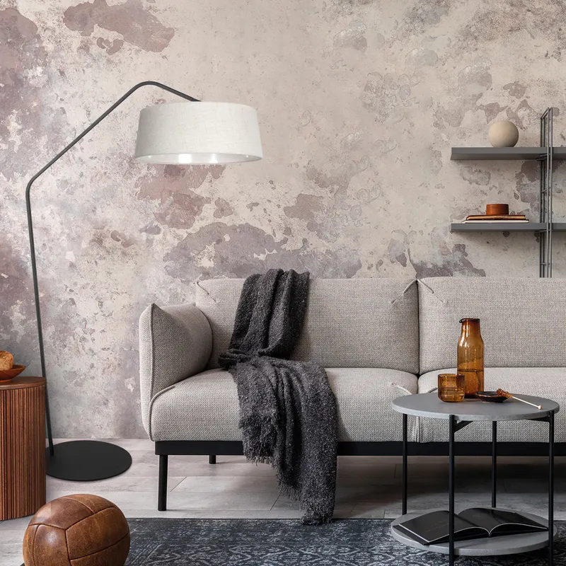 Anne-ZigZag Stehlampe mit Leinen-Schirm in Grau, Schwarz, Ansicht 2