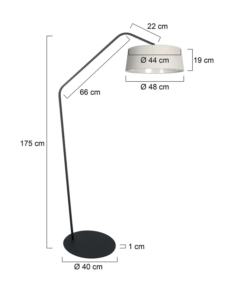 Anne-ZigZag Stehlampe mit Leinen-Schirm in Grau, Schwarz, Ansicht 3